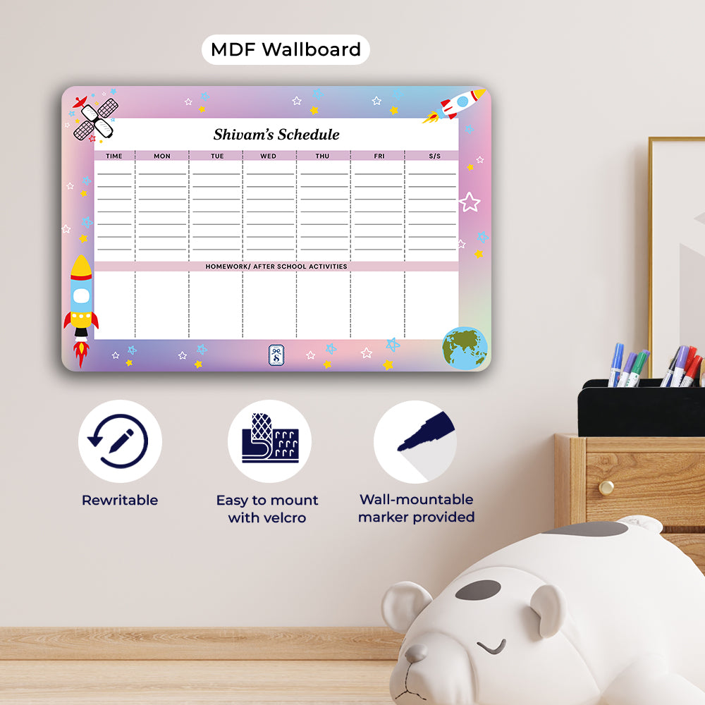 Space Satellites Kids Schedule Planner