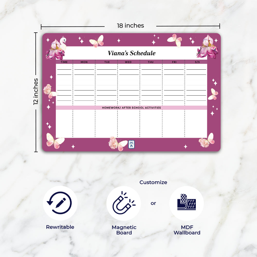 Butterfly Swan Blossom Kids Schedule Planner