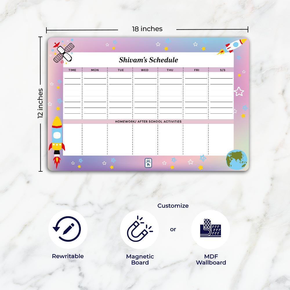Space Satellites Kids Schedule Planner