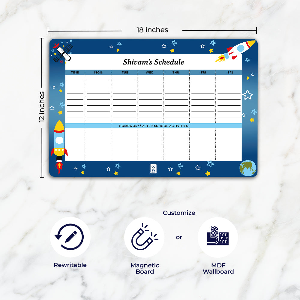 Space Satellites Kids Schedule Planner
