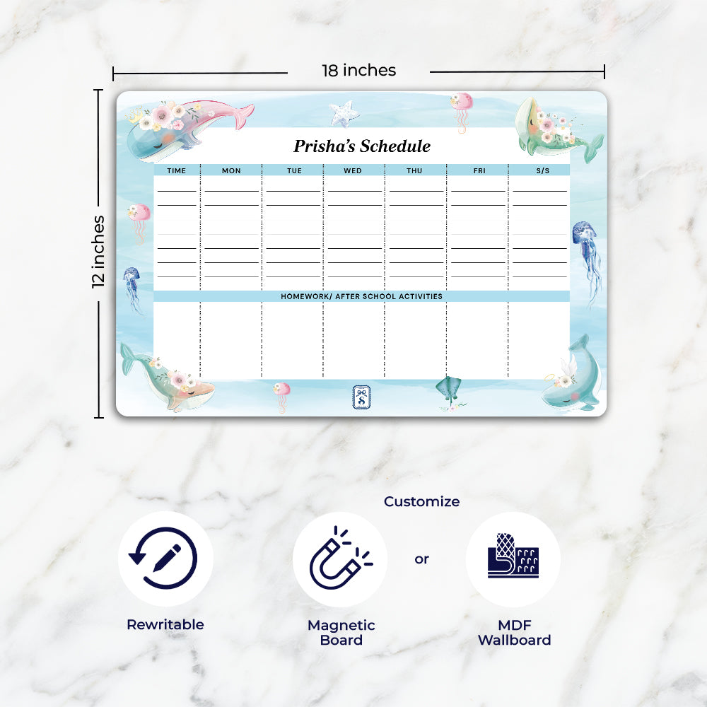 Floral Whales Kids Schedule Planner