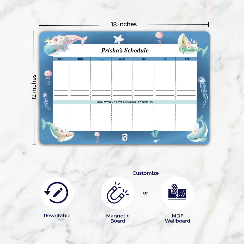 Floral Whales Kids Schedule Planner