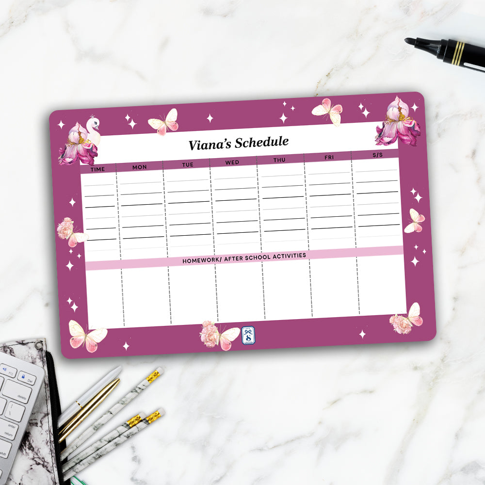 Butterfly Swan Blossom Kids Schedule Planner