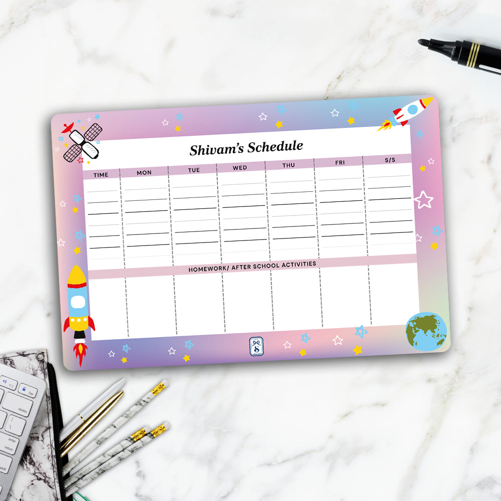 Space Satellites Kids Schedule Planner