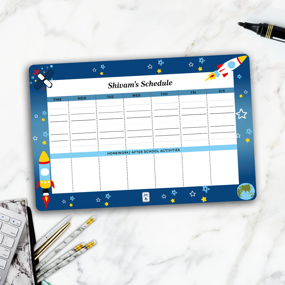 Space Satellites Kids Schedule Planner
