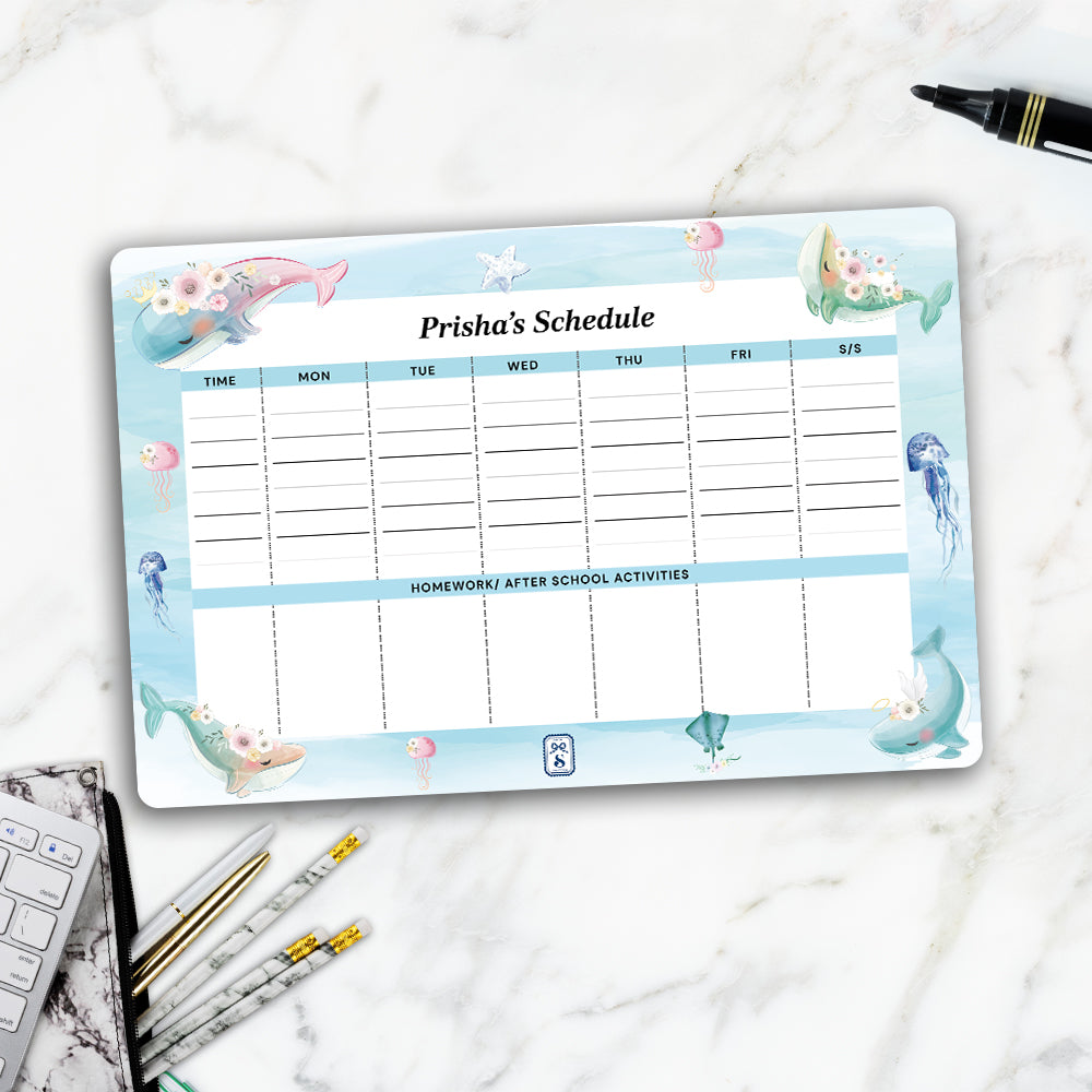 Floral Whales Kids Schedule Planner