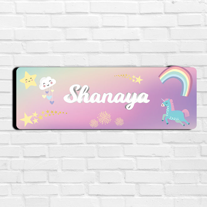 Unicorns & Rainbow Name Plate (Petite) (kids)