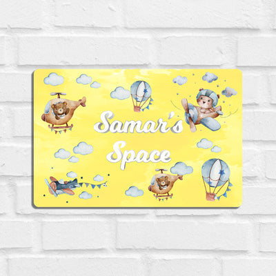 Teddy's Flight Name Plate (Standard) (kids)