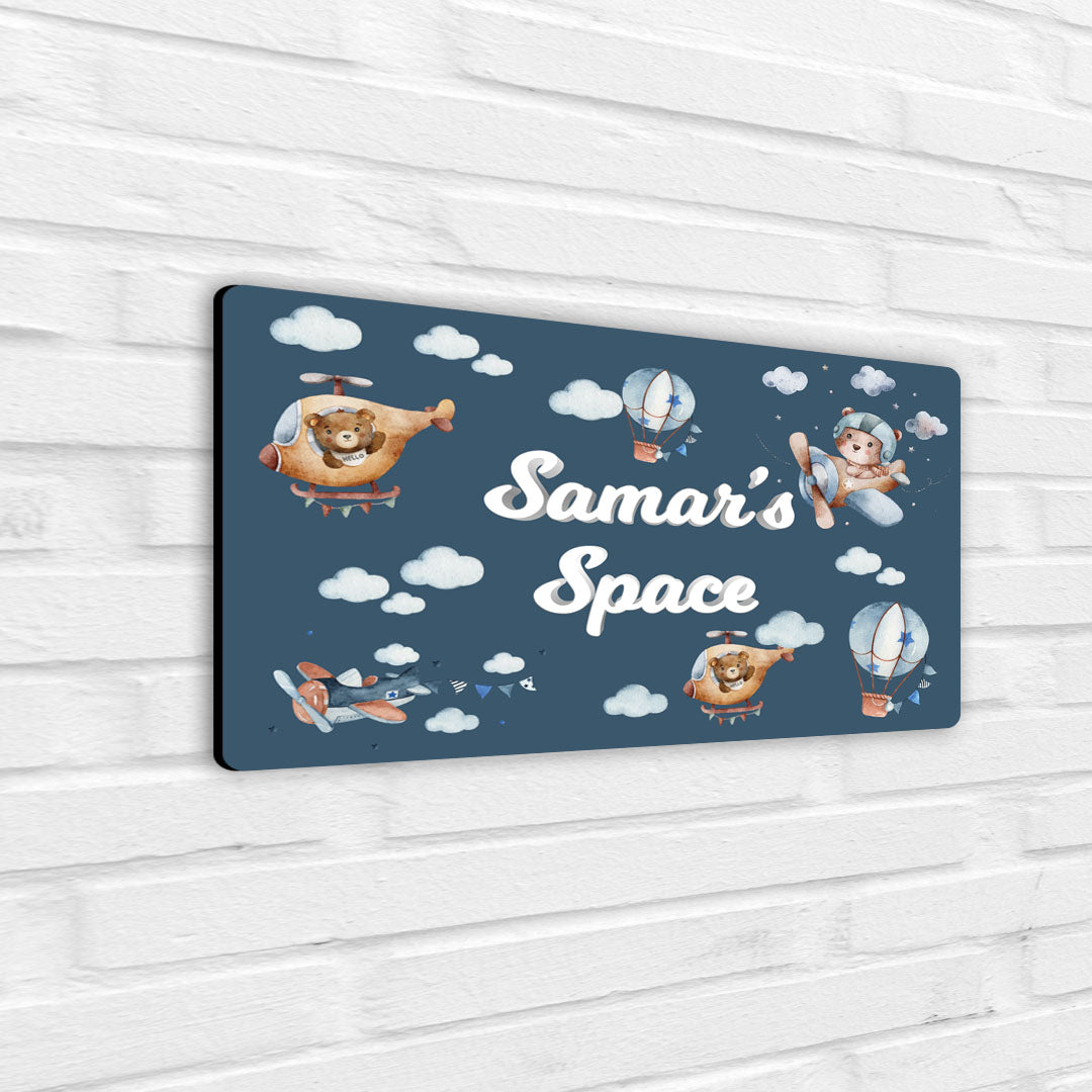 Teddy's Flight Name Plate (Standard) (kids)