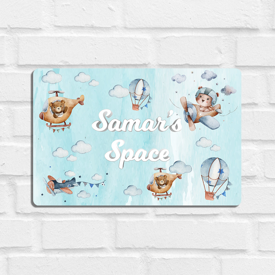 Teddy's Flight Name Plate (Standard) (kids)