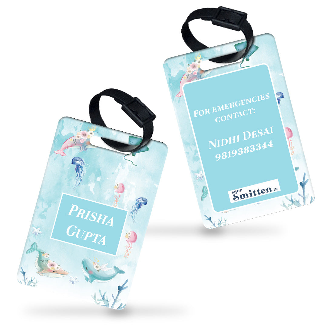 Floral Whales Bag Tag (kids)