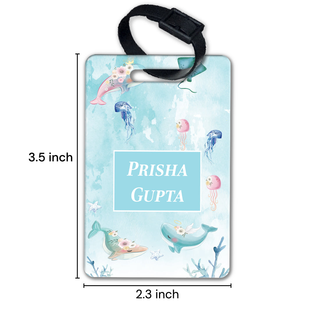 Floral Whales Bag Tag (kids)