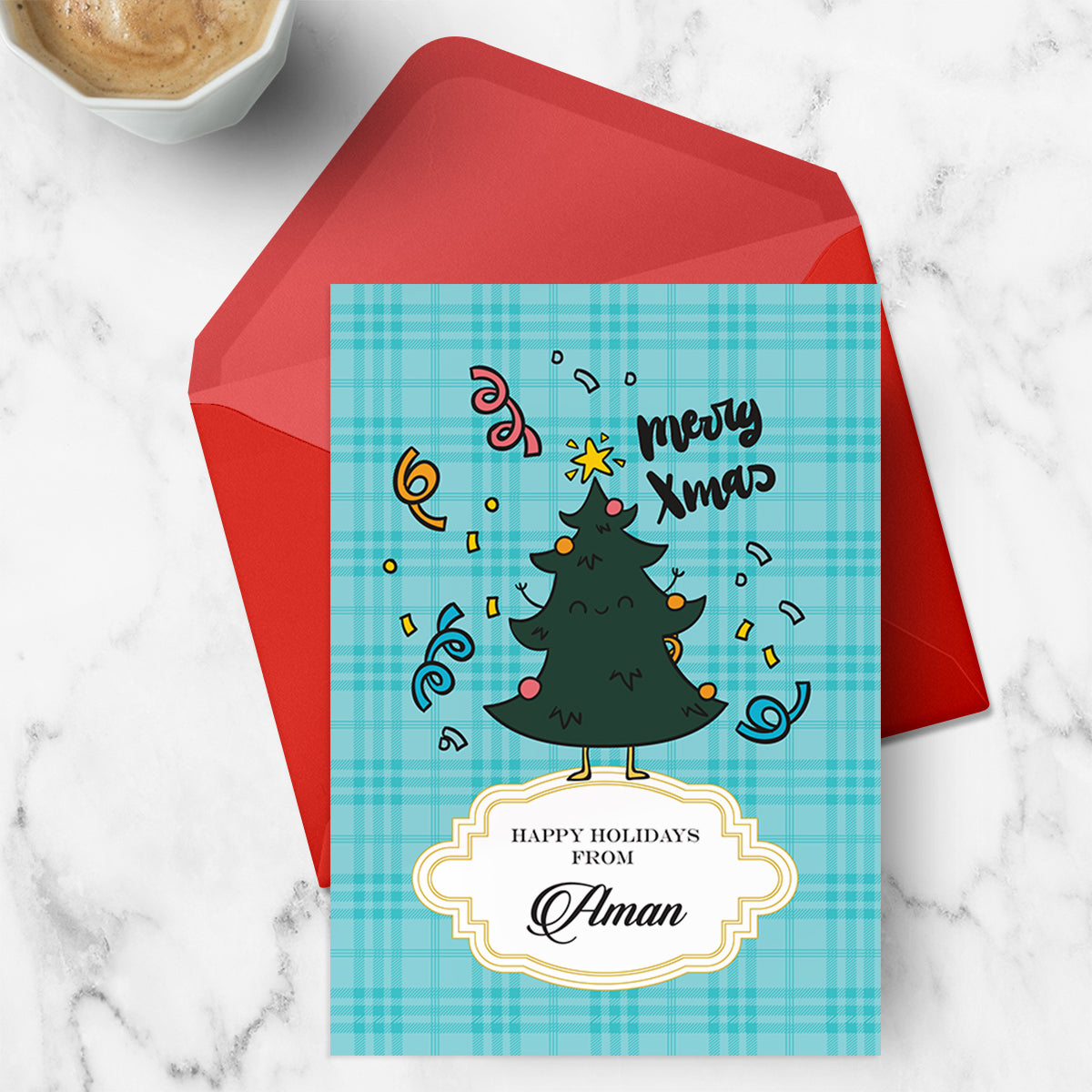 Merry X'mas Tree Christmas Greeting Card