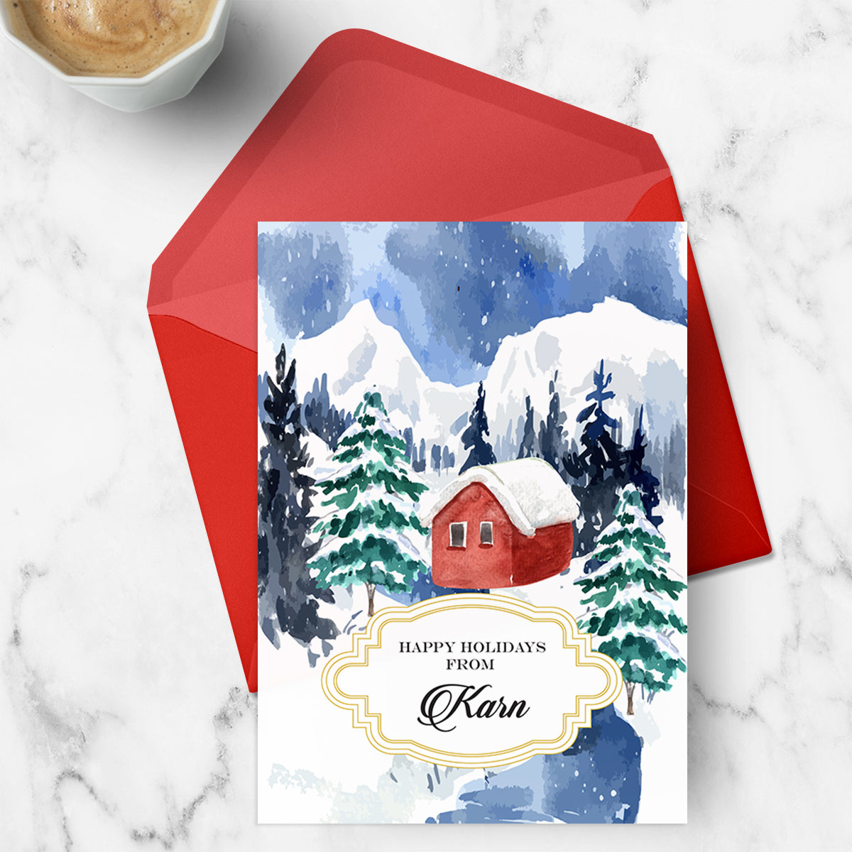 Little Red House Christmas Greeting Card