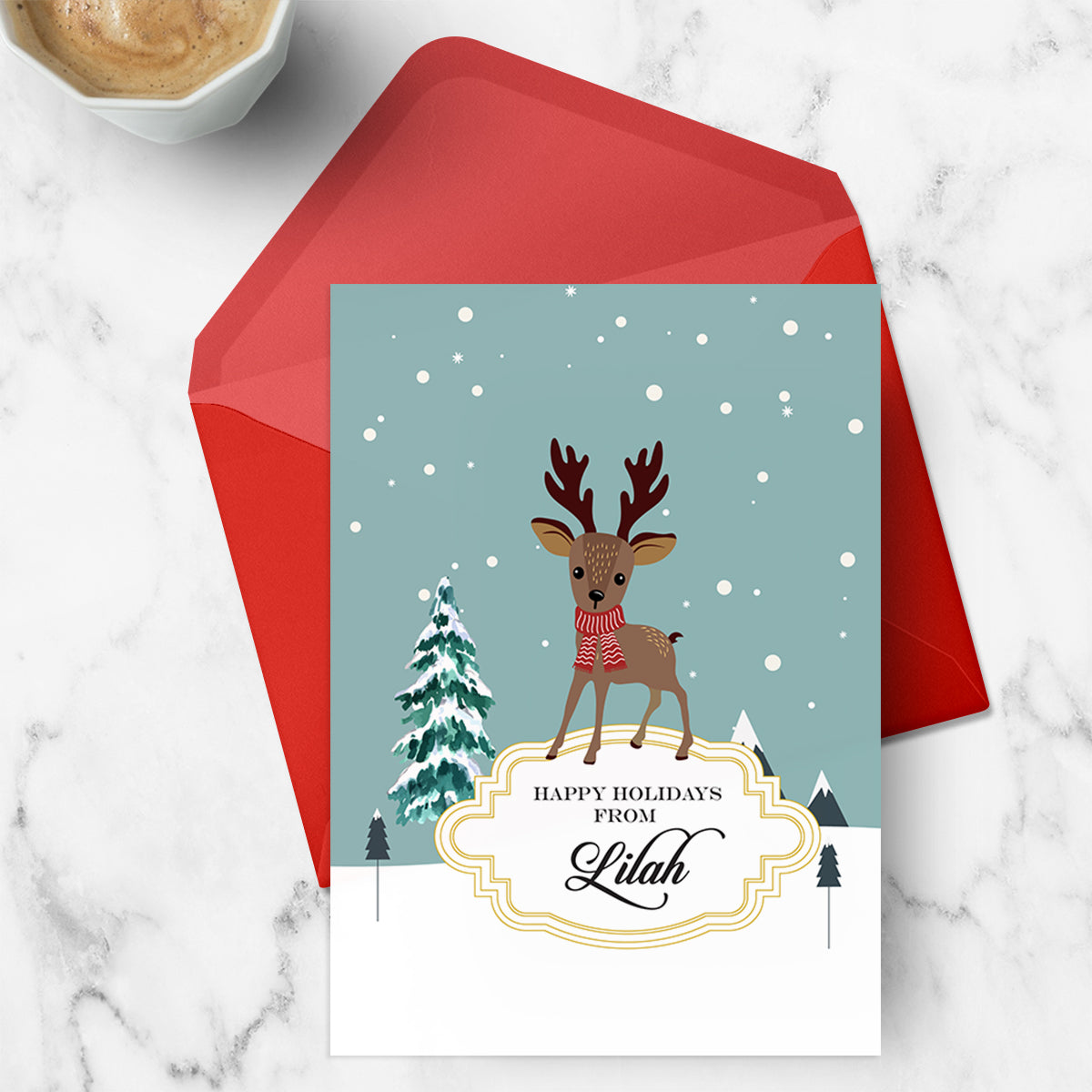 Rudolph in Wonderland Christmas Greeting Card