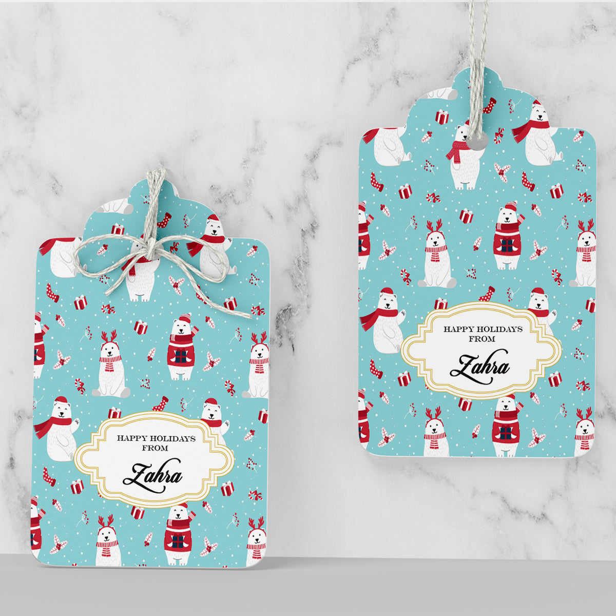 Merry Polar Bears Christmas Gift Tag