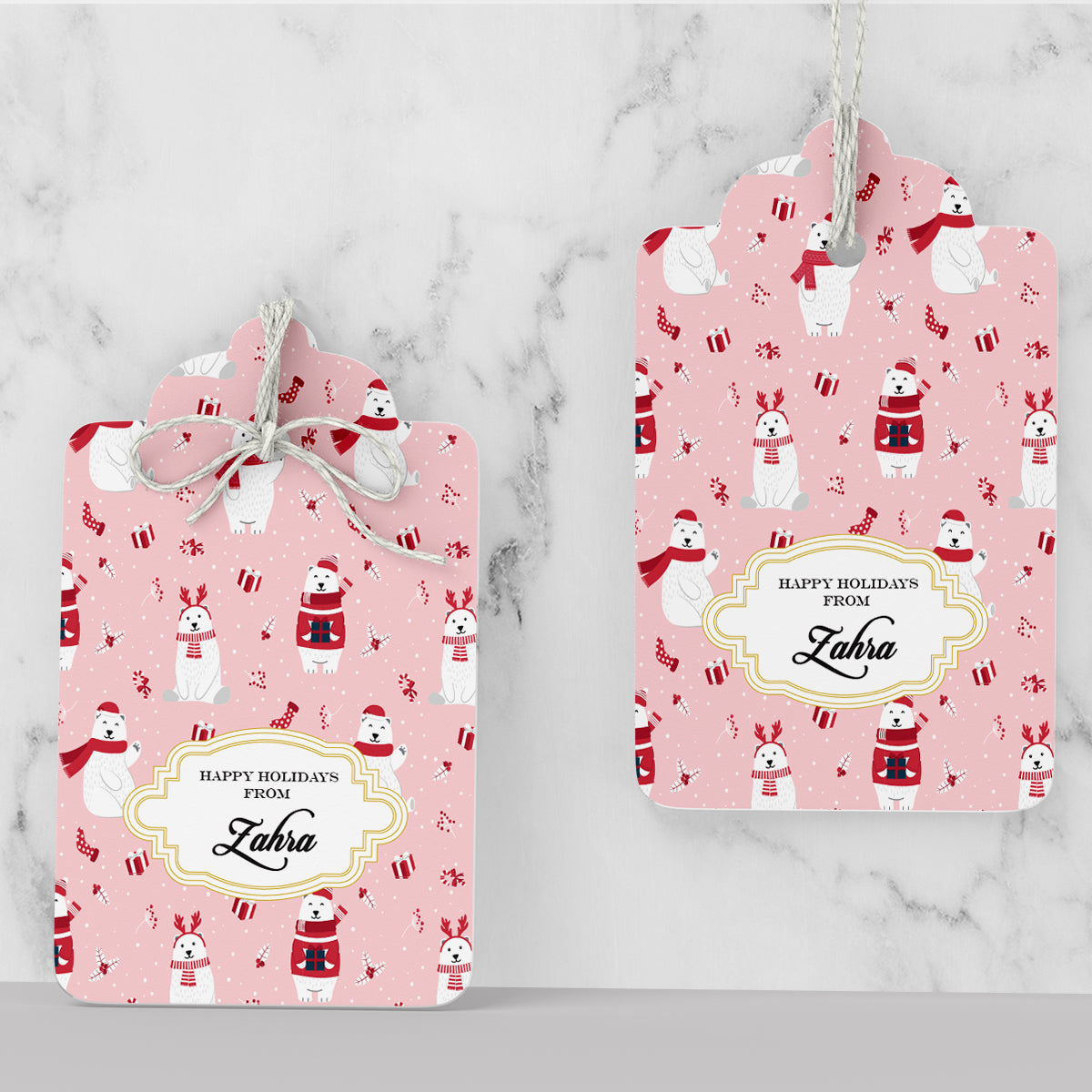 Merry Polar Bears Christmas Gift Tag