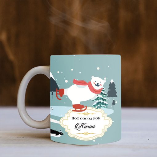 Skiing Polar Bear Christmas Mug