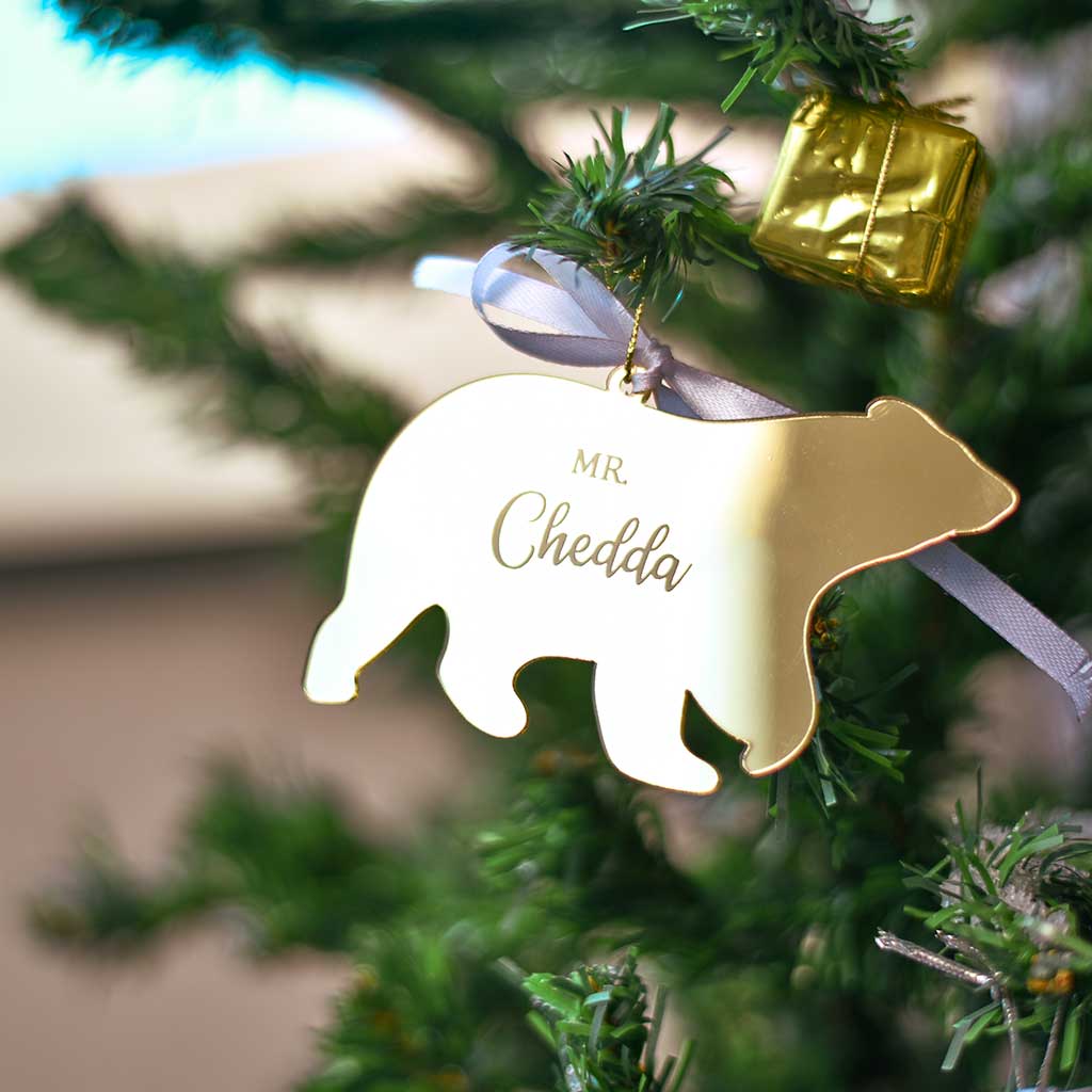 Gold Polar Bear - Christmas Ornament