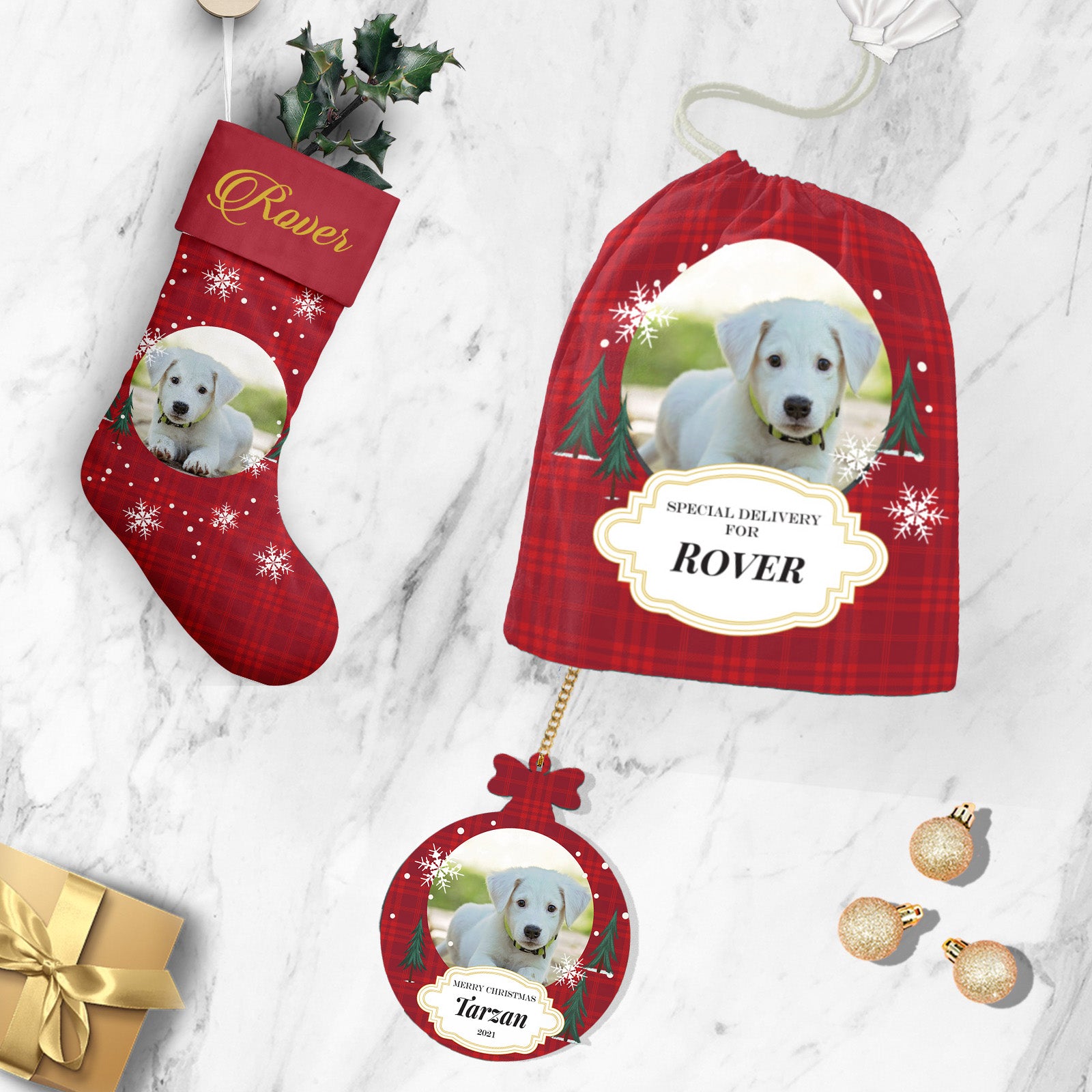 Photo Gift Set - Stocking, Sack, Ornament