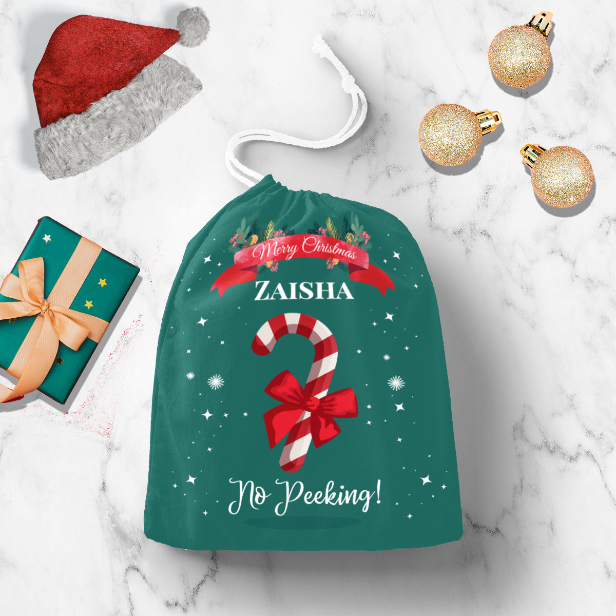 Candy Cane No Peeking Gift Sack