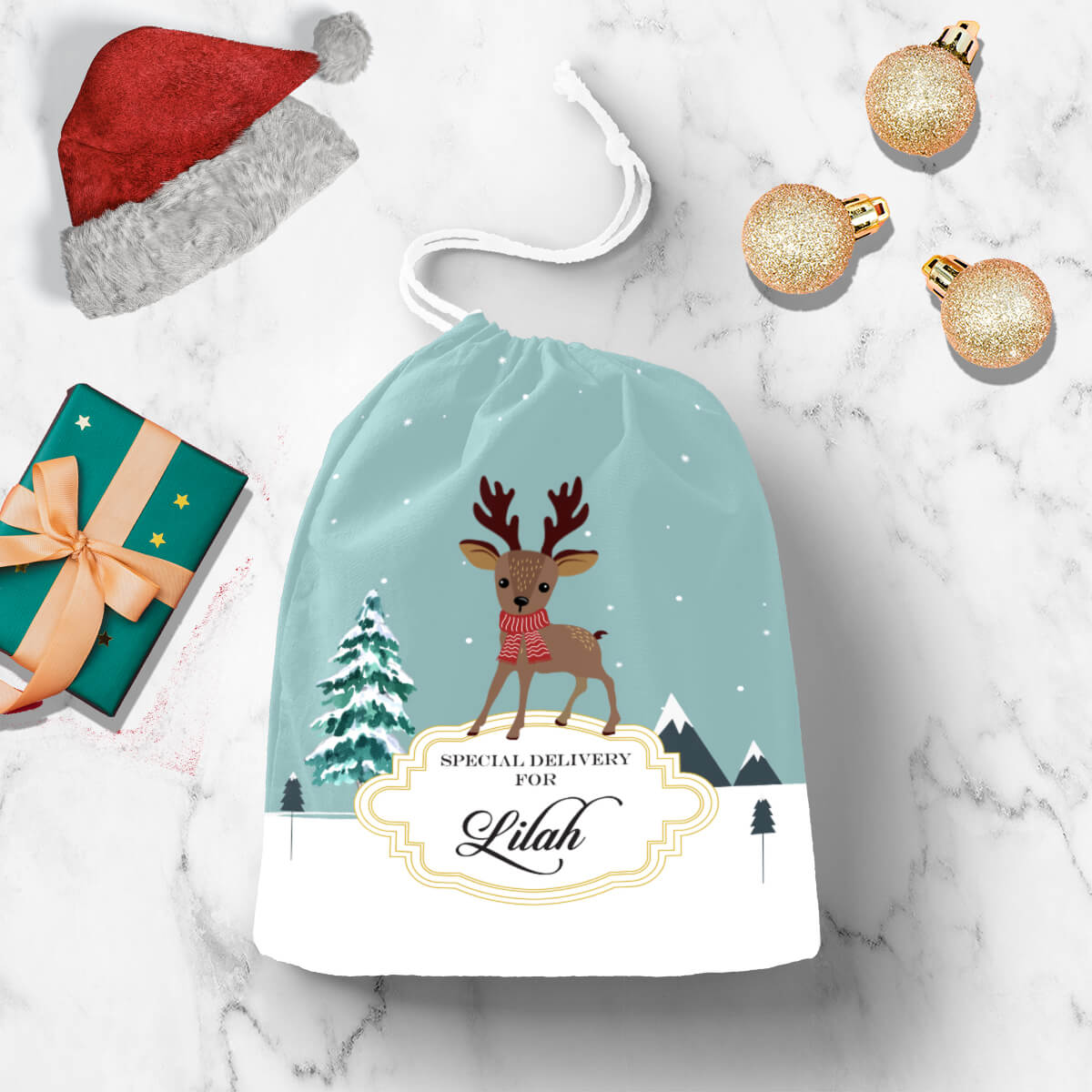 Rudolph in Wonderland Gift Sack