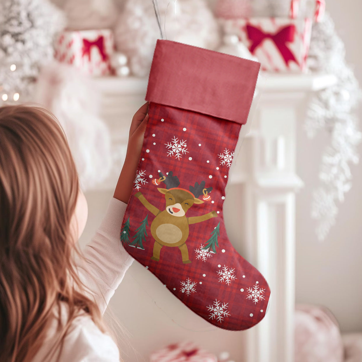 Dancing Rudolph Christmas Stocking