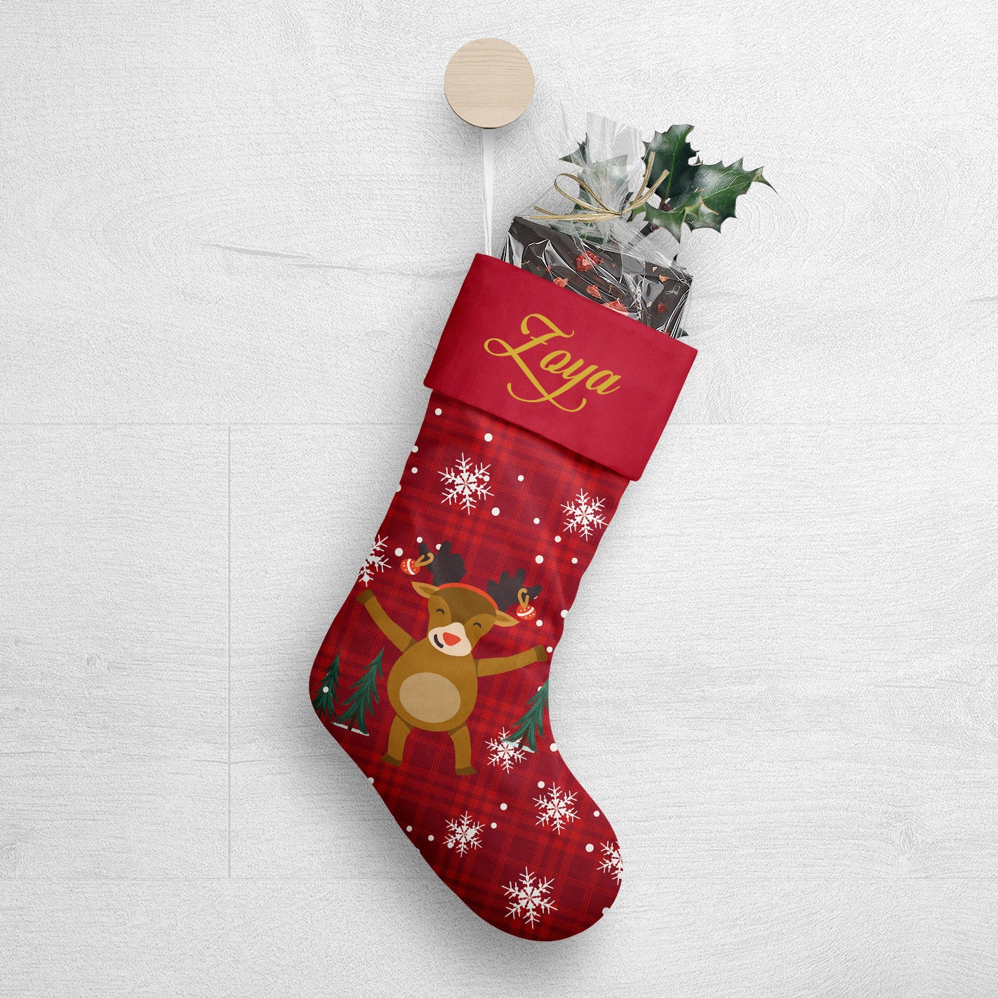 Dancing Rudolph Christmas Stocking