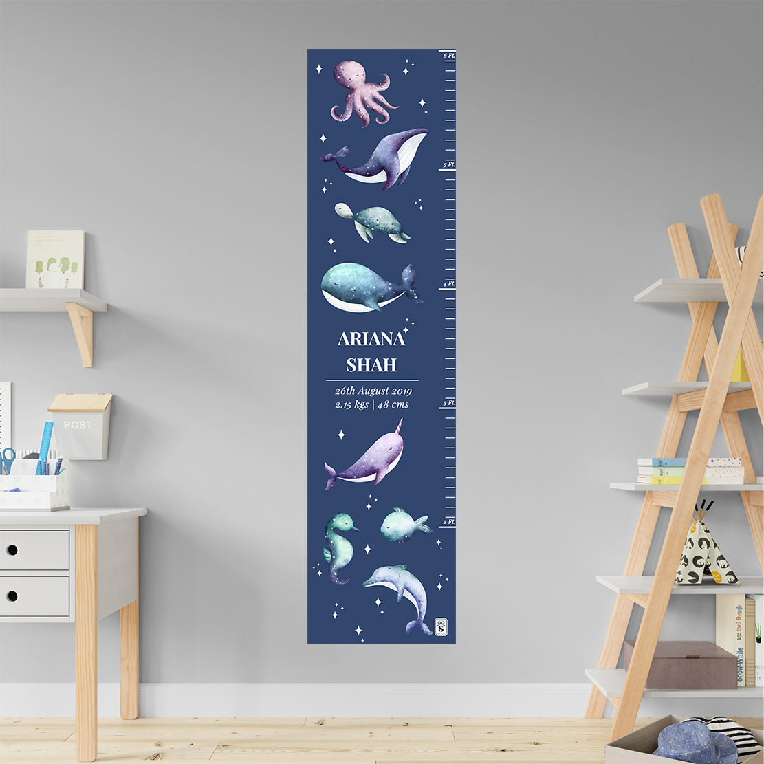 Midnight Ocean Height Chart (kids)