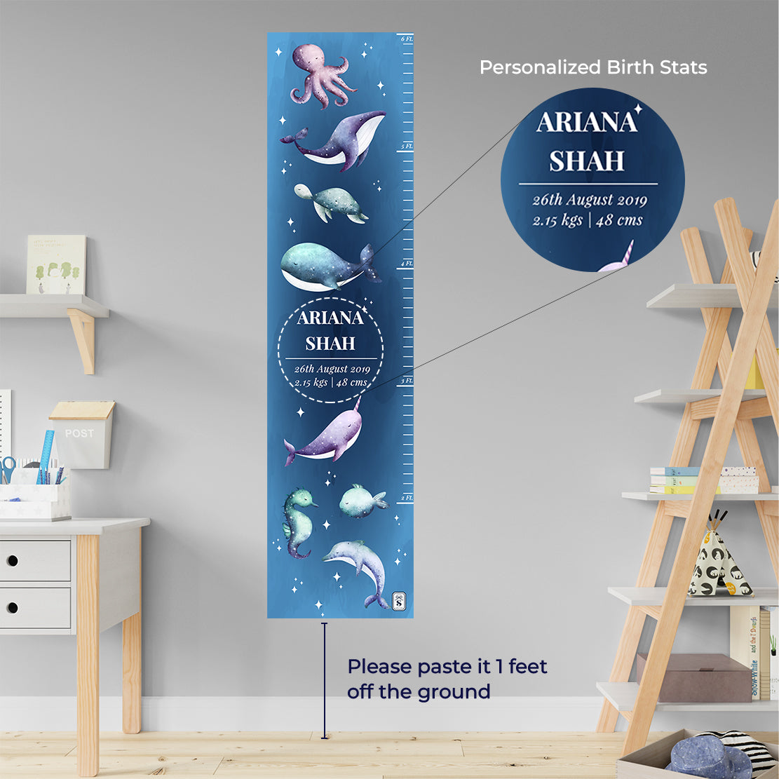 Midnight Ocean Height Chart (kids)