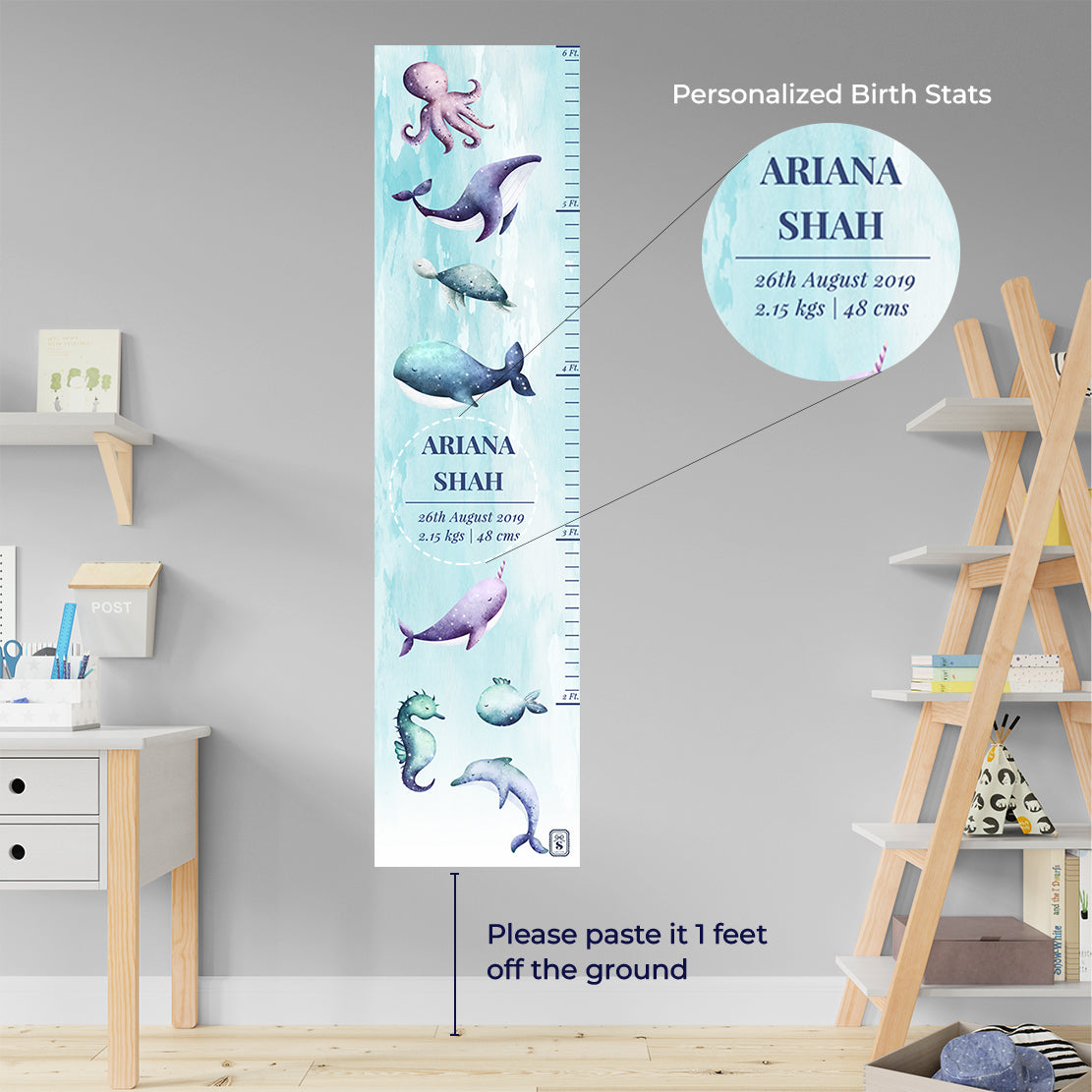 Midnight Ocean Height Chart (kids)