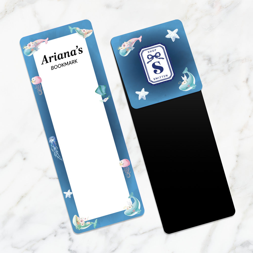 Floral Whales Kids Bookmark