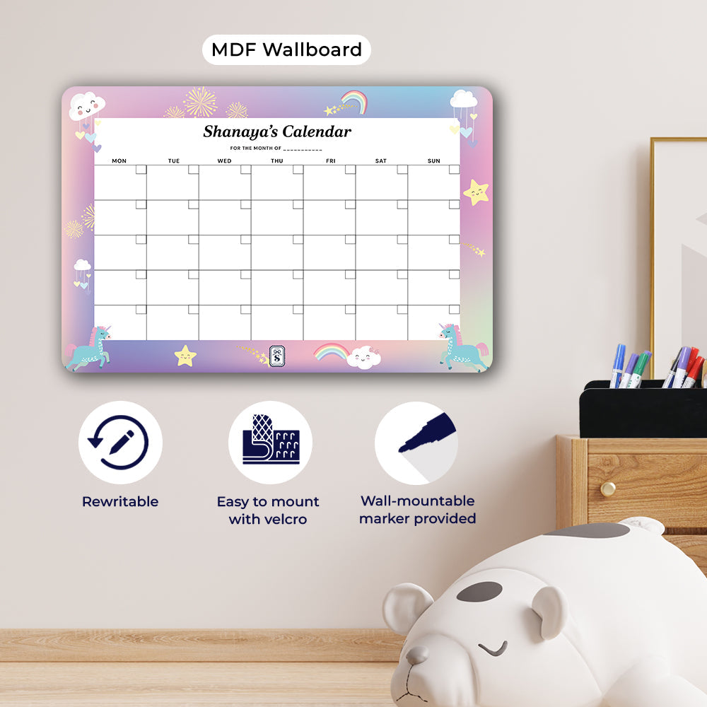 Unicorns & Rainbow Kids Calendar