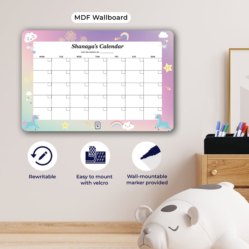 Unicorns & Rainbow Kids Calendar