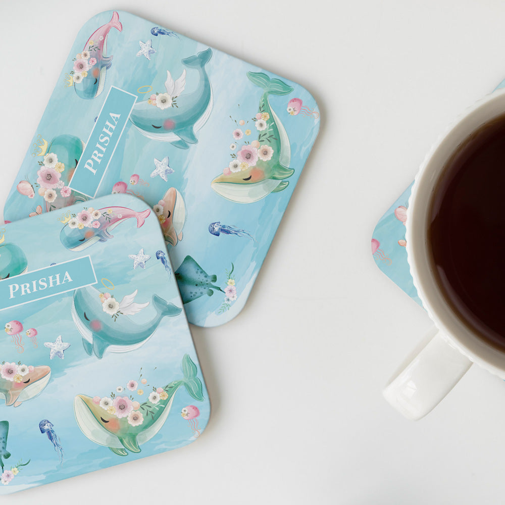 Floral Whales Coasters (kids)