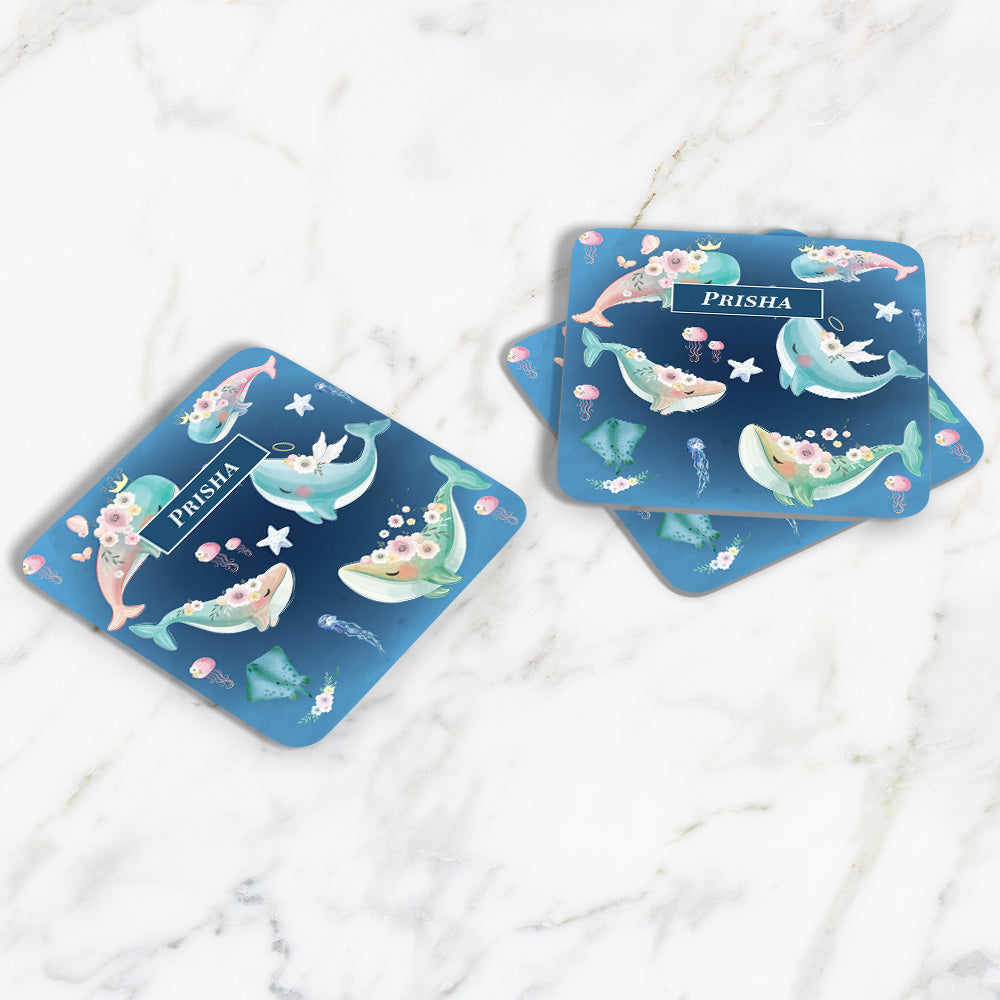 Floral Whales Coasters (kids)