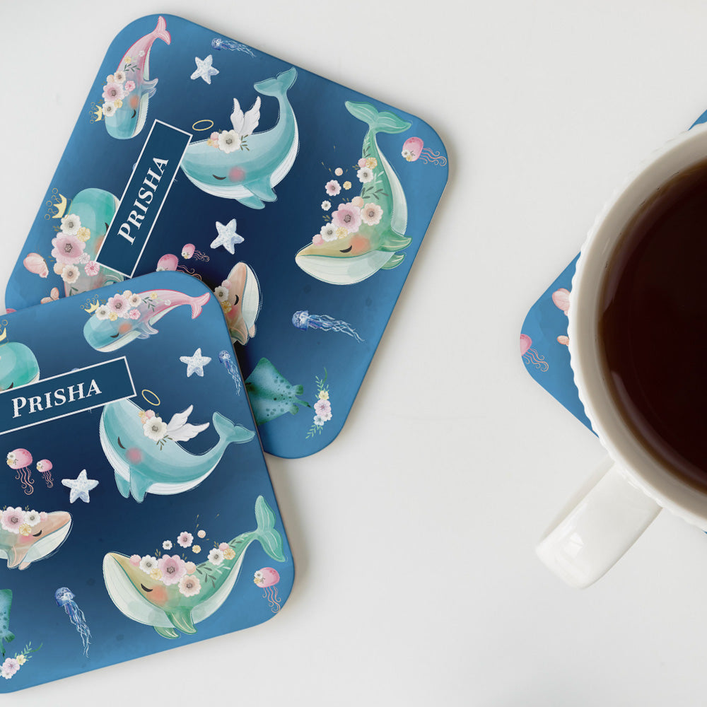 Floral Whales Coasters (kids)