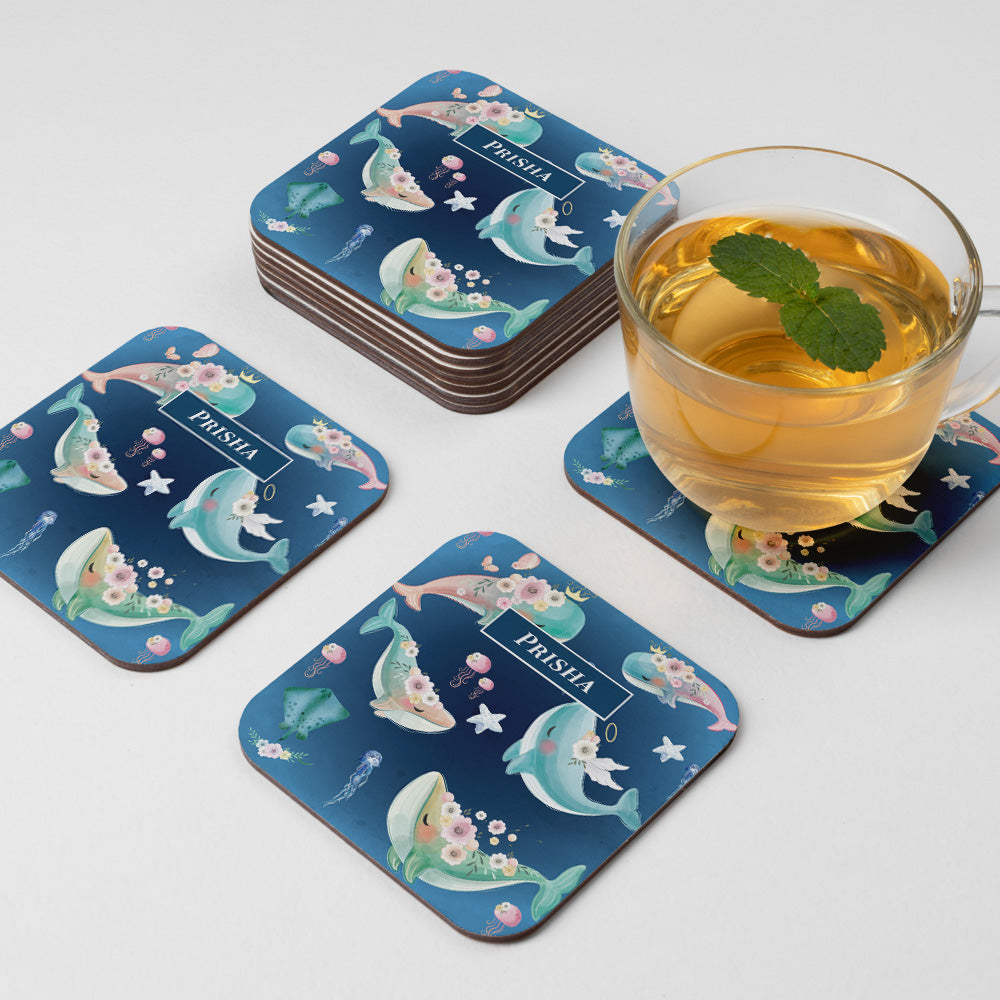 Floral Whales Coasters (kids)