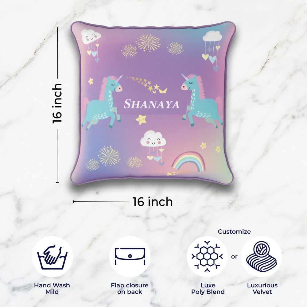 Unicorns & Rainbow Cushion Cover (kids)