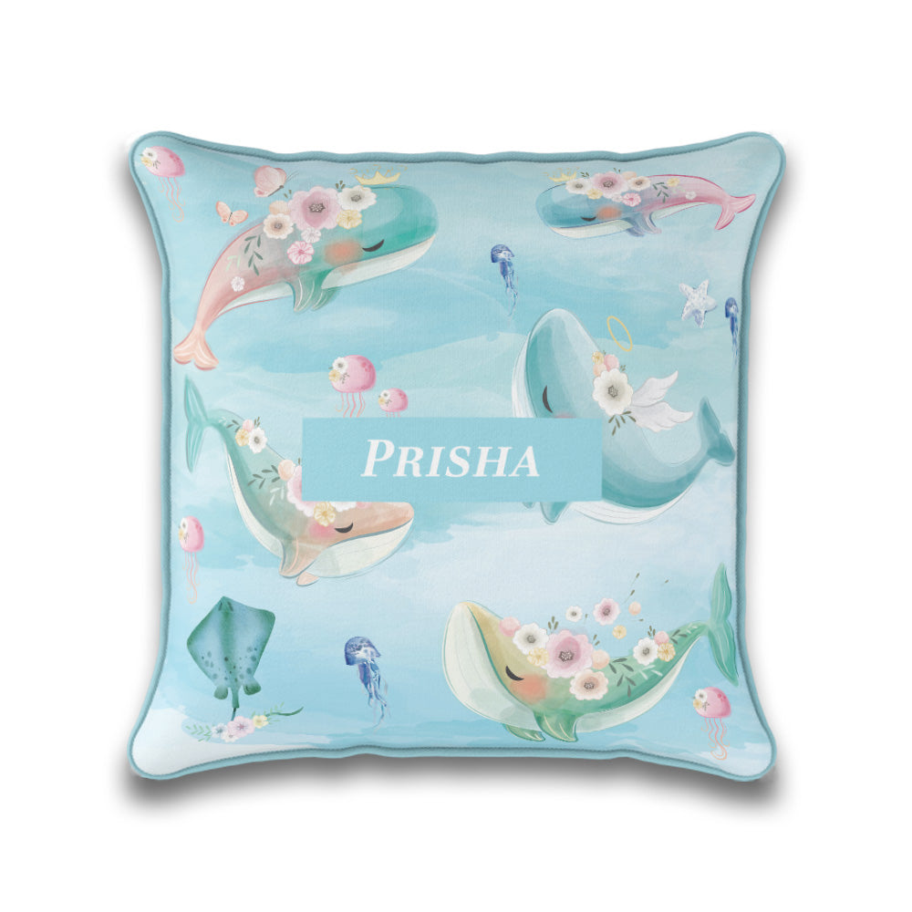 Floral Whales Cushion Cover (kids)