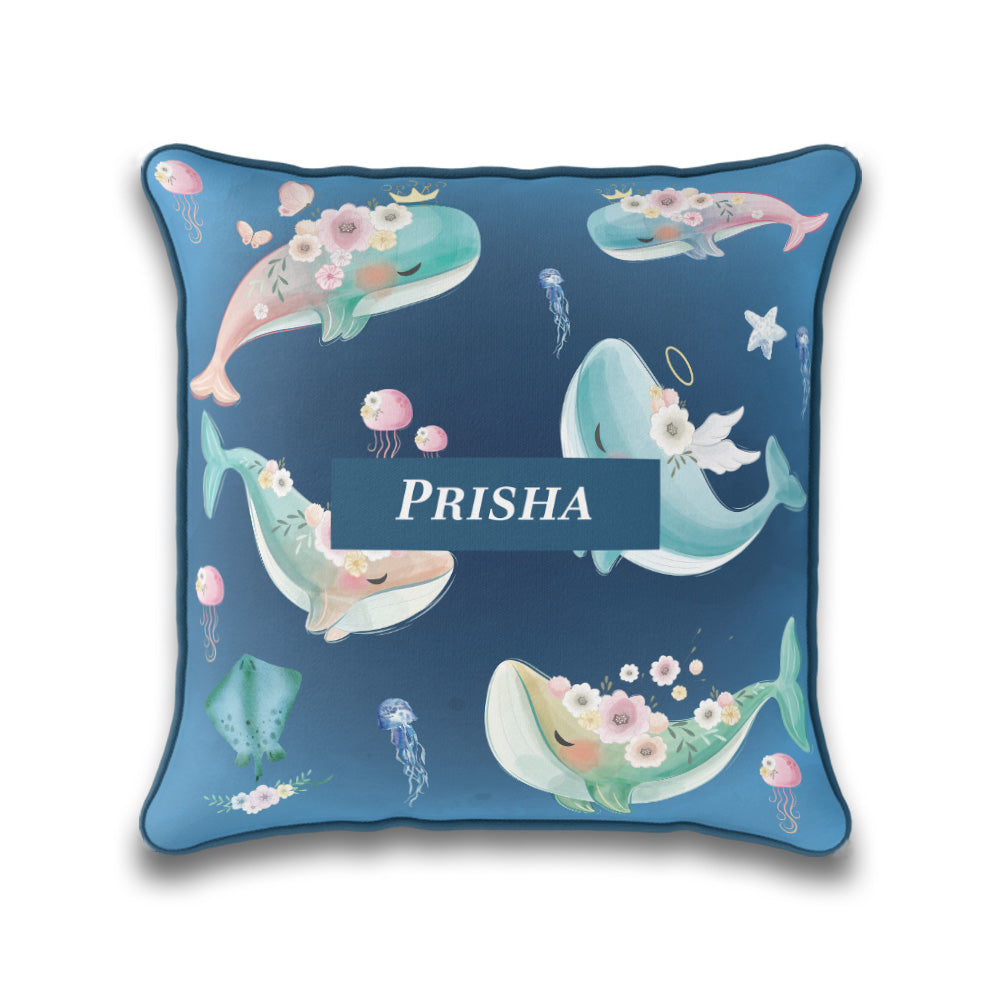 Floral Whales Cushion Cover (kids)