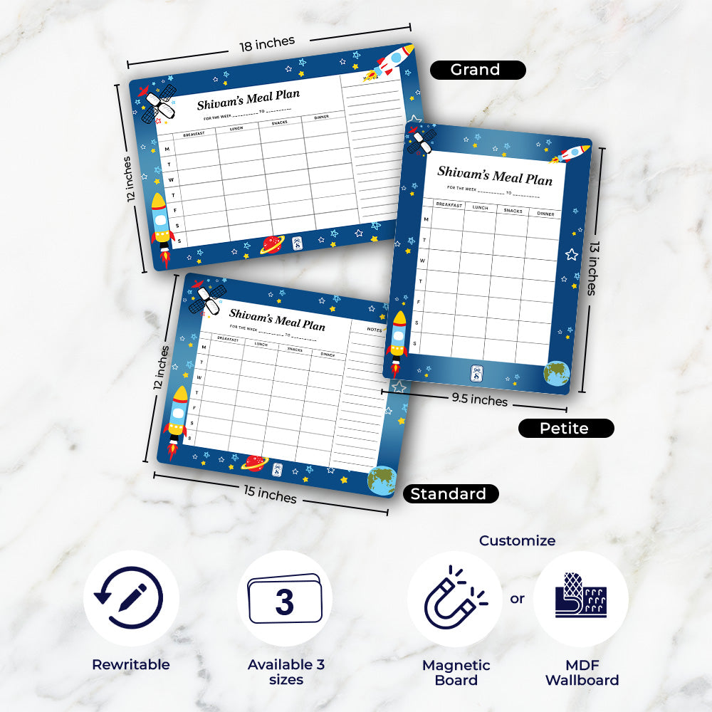 Space Satellites Kids Meal Planner