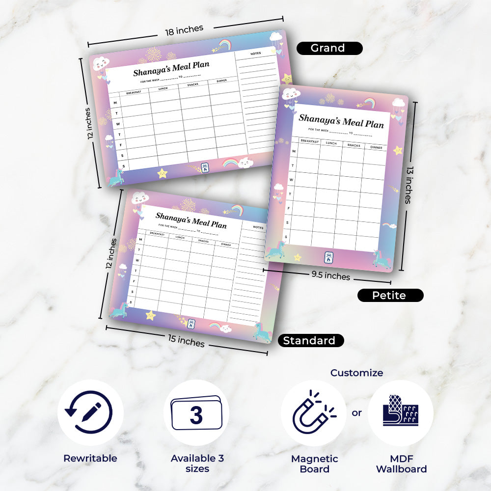 Unicorns & Rainbow Kids Meal Planner