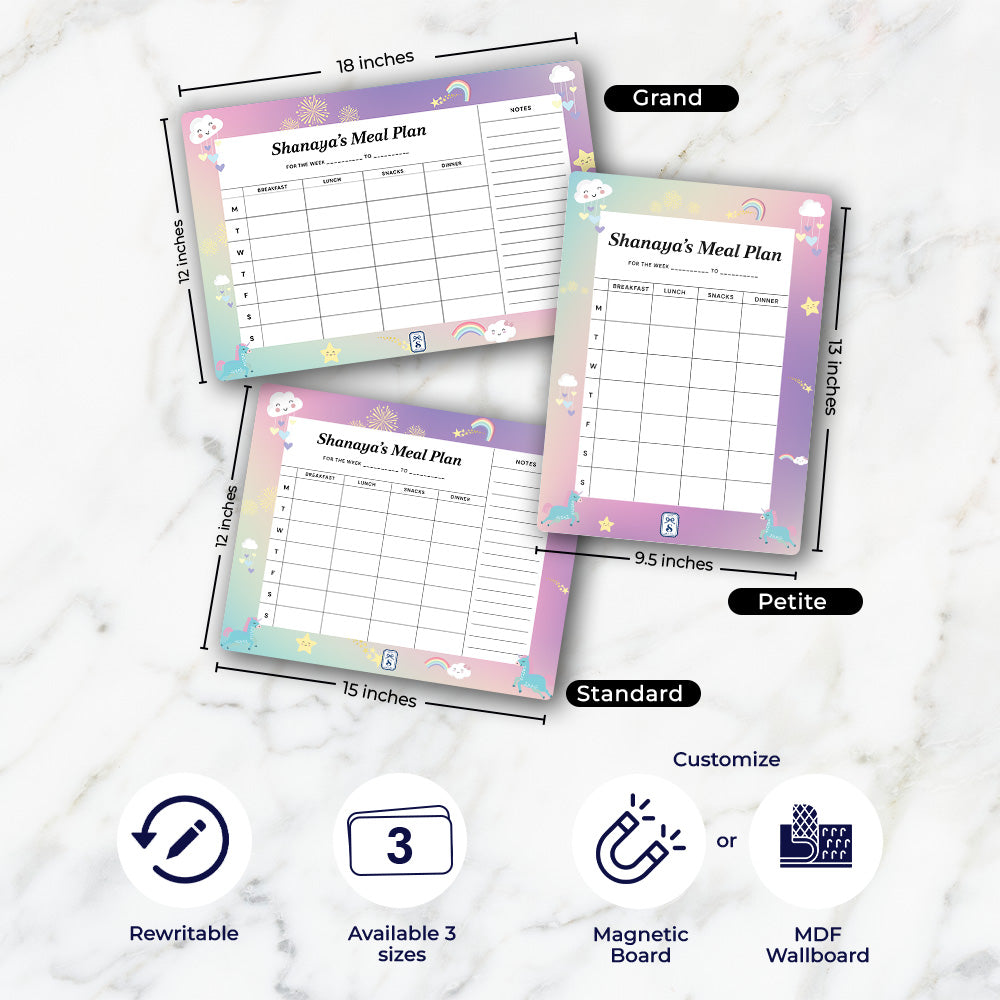 Unicorns & Rainbow Kids Meal Planner