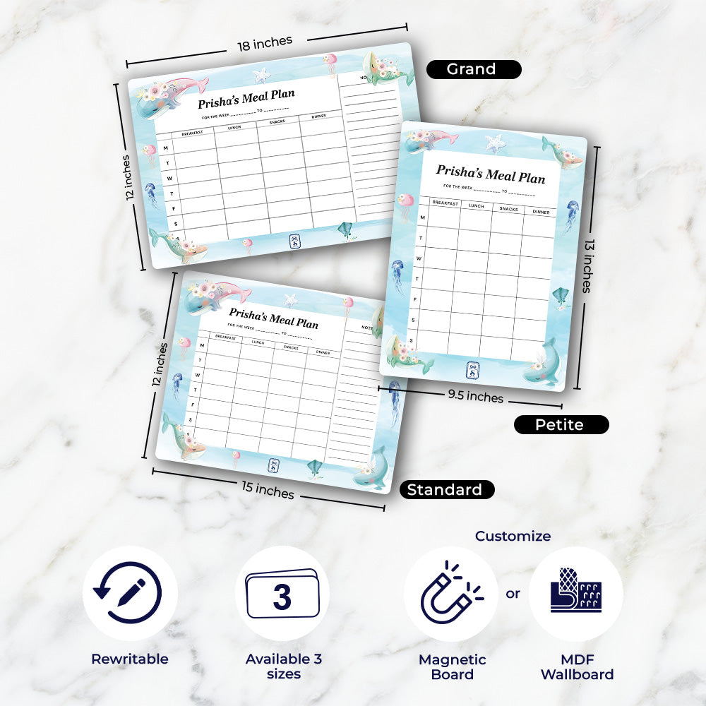 Floral Whales Kids Meal Planner