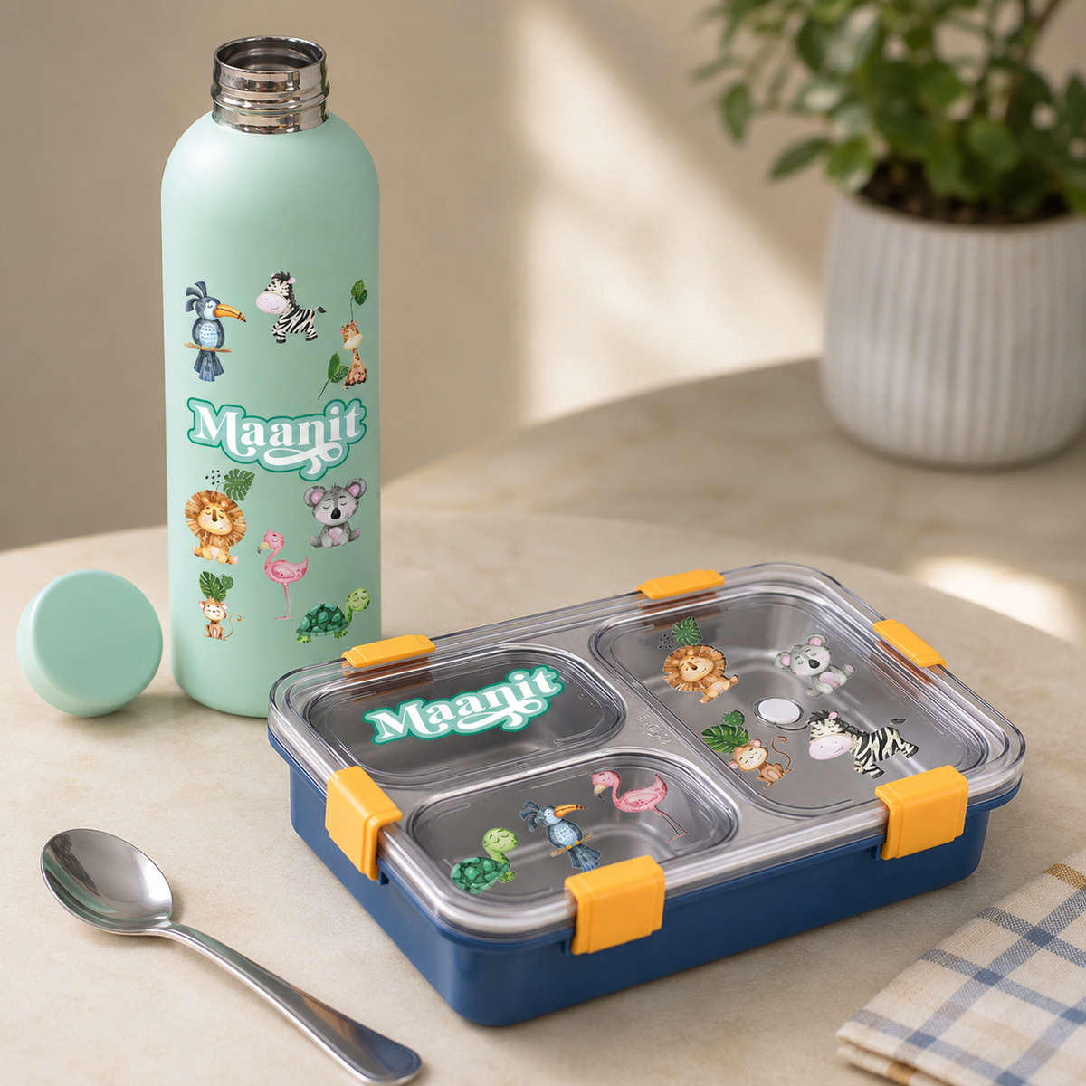 Jungle Friends Lunch Box & Water Bottle Gift Set