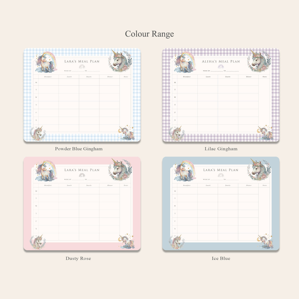 Unicorn Wishes Meal Planner
