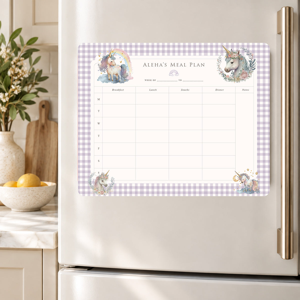 Unicorn Wishes Meal Planner