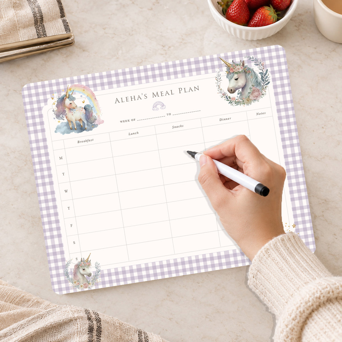 Unicorn Wishes Meal Planner