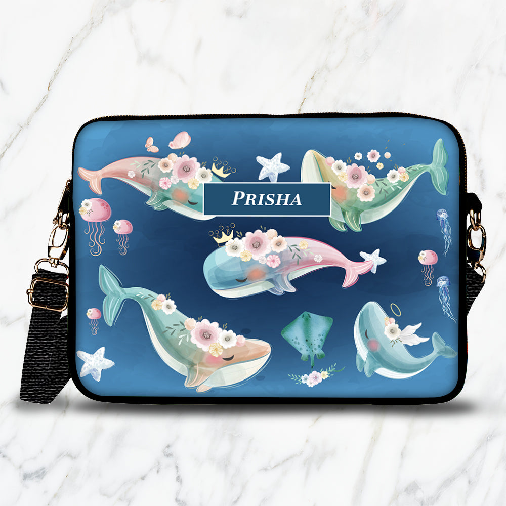 Floral Whales Kids Laptop Bag